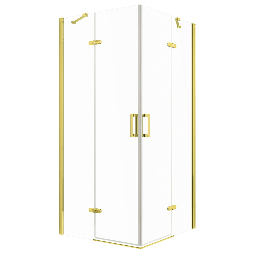 Kerra Cabină de duș pătrată Flow Gold cu ușă batantă 90 cm