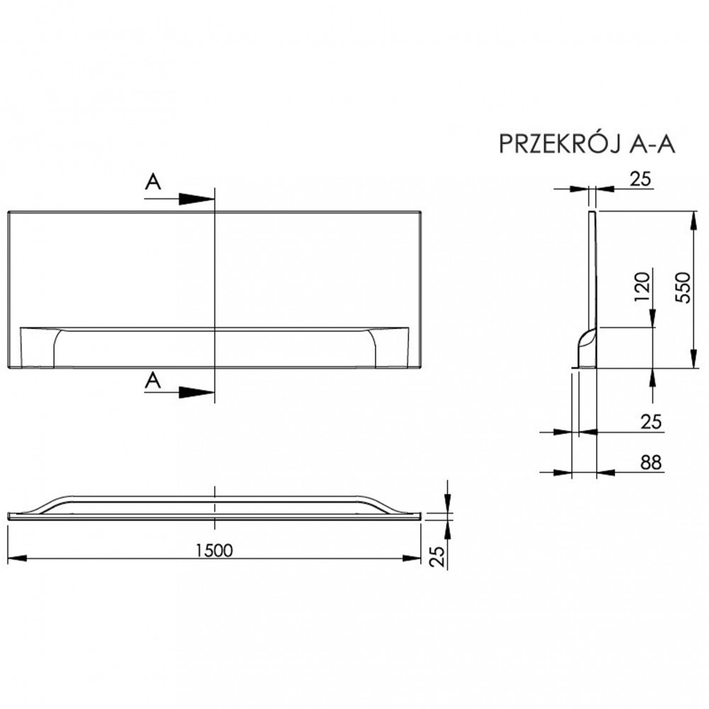 Panou frontal pentru cadă Kerra Wivea 150 cm, acrilic sanitar