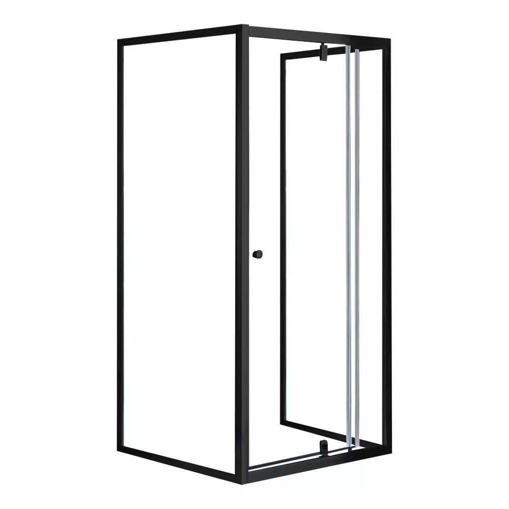 Cabină de duș pătrată Leziter Flexi 90x90 cm, neagră, fără tavă