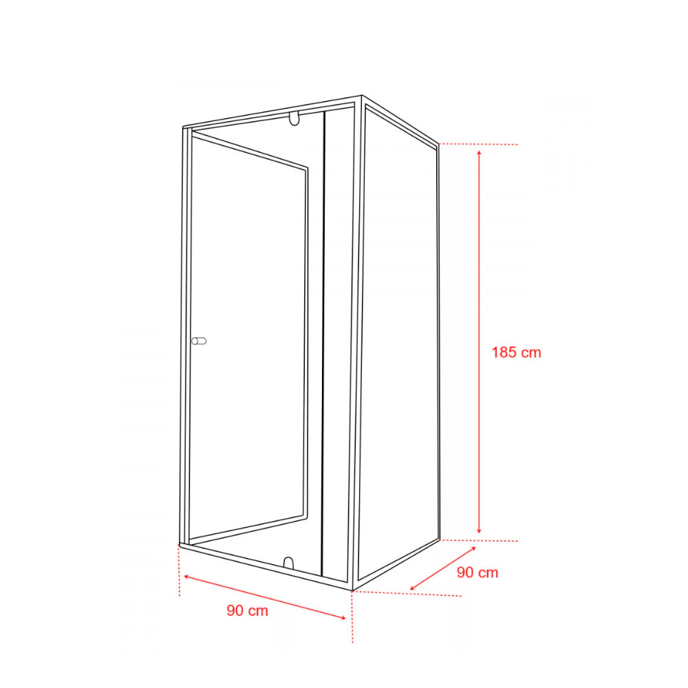 Cabină de duș pătrată Leziter Flexi 90x90 cm, neagră, fără tavă