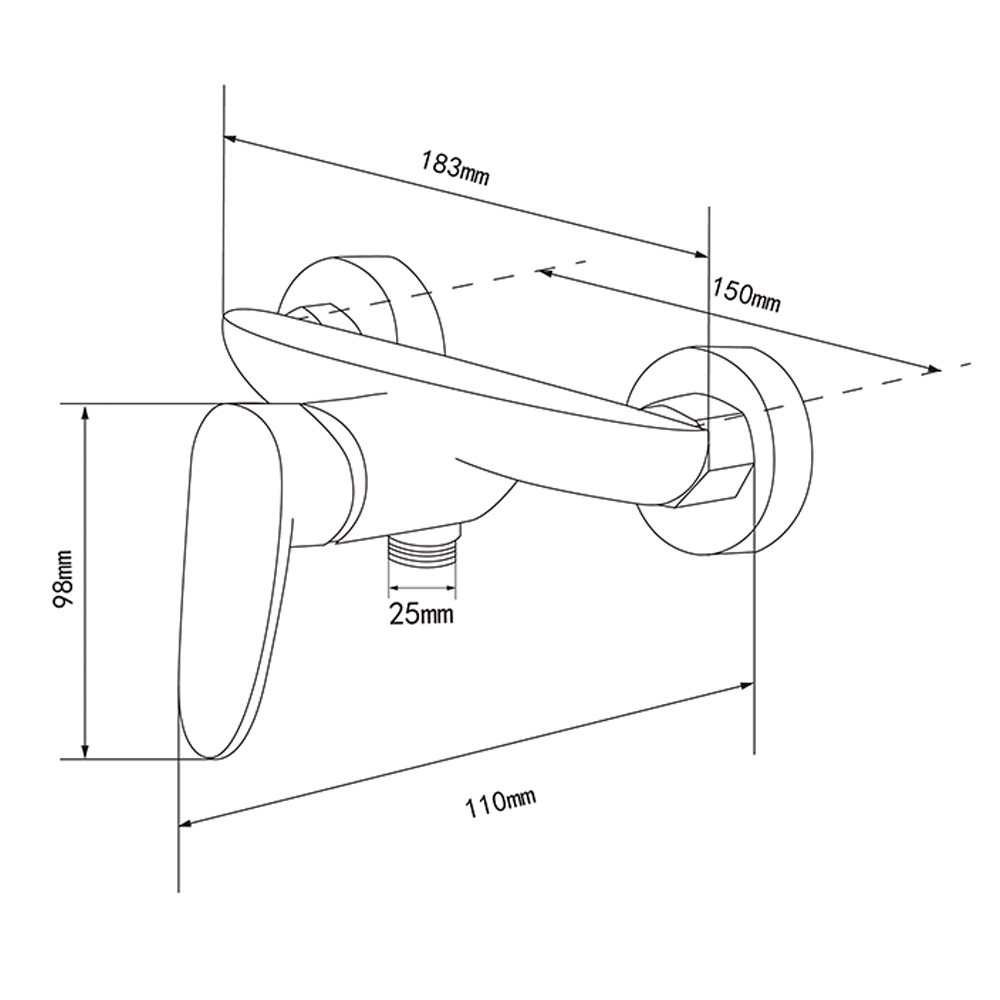 Robinet de duș Leziter Colly negru, din alamă, cu mânere din zinc