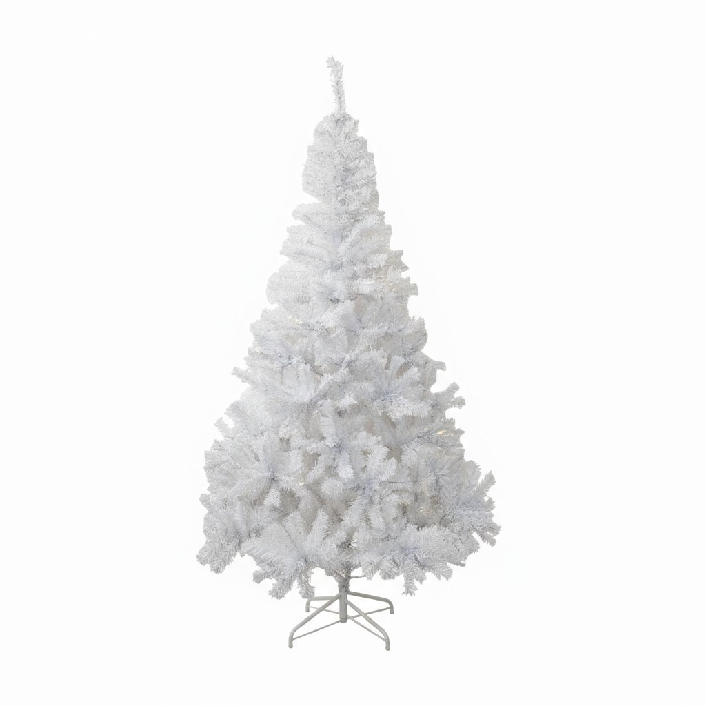 Brad artificial alb iluminat 195 cm, 360 LED alb cald, 936 ramuri, suport metalic