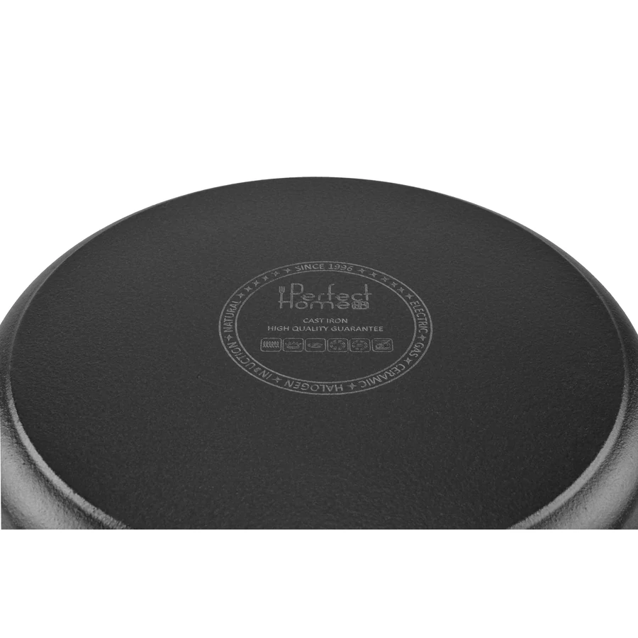 Cratiță din fontă cu capac 26 cm, 5 L, mânere curbate Perfect Home