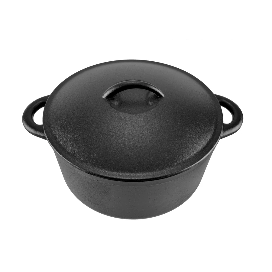 Cratiță din fontă cu capac 26 cm, 5 L, mânere curbate Perfect Home
