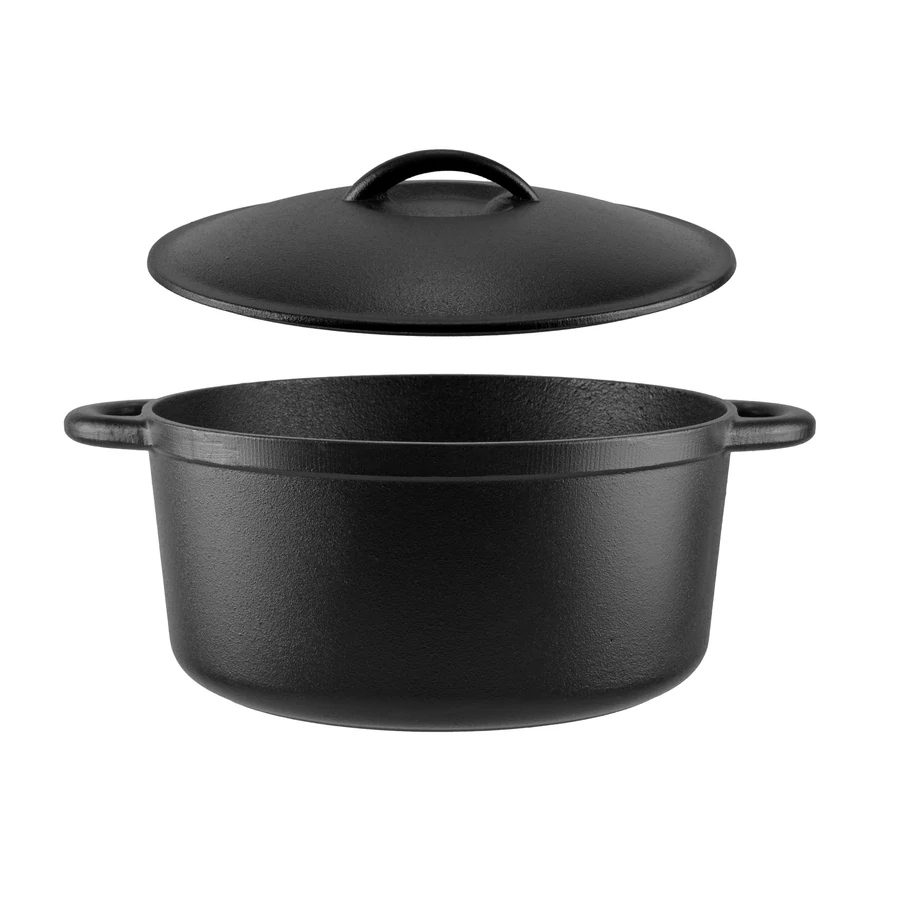 Cratiță din fontă cu capac 26 cm, 5 L, mânere curbate Perfect Home