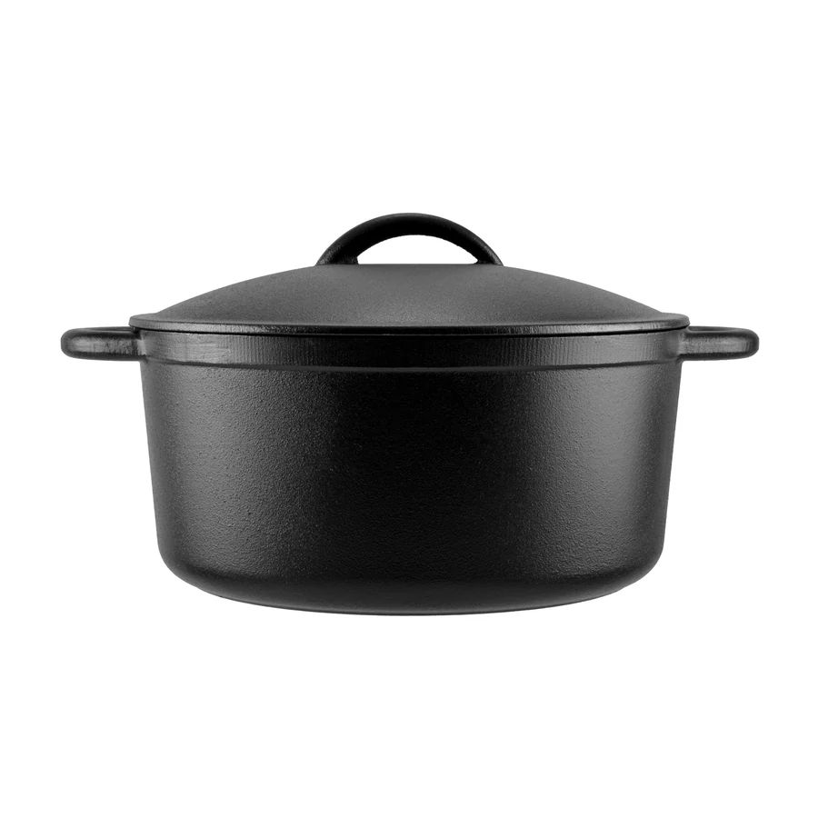 Cratiță din fontă cu capac 26 cm, 5 L, mânere curbate Perfect Home