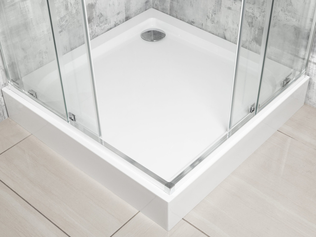 Cabină de duș pătrată Kerra Solid SQ 100 Chrome 100x100 cu tavă inclusă