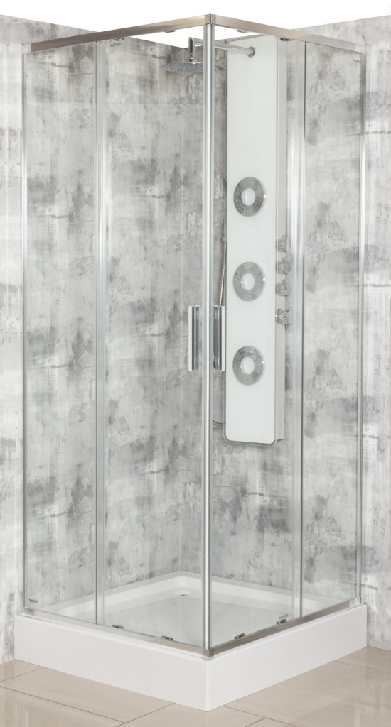 Cabină de duș pătrată Kerra Solid SQ 100 Chrome 100x100 cu tavă inclusă