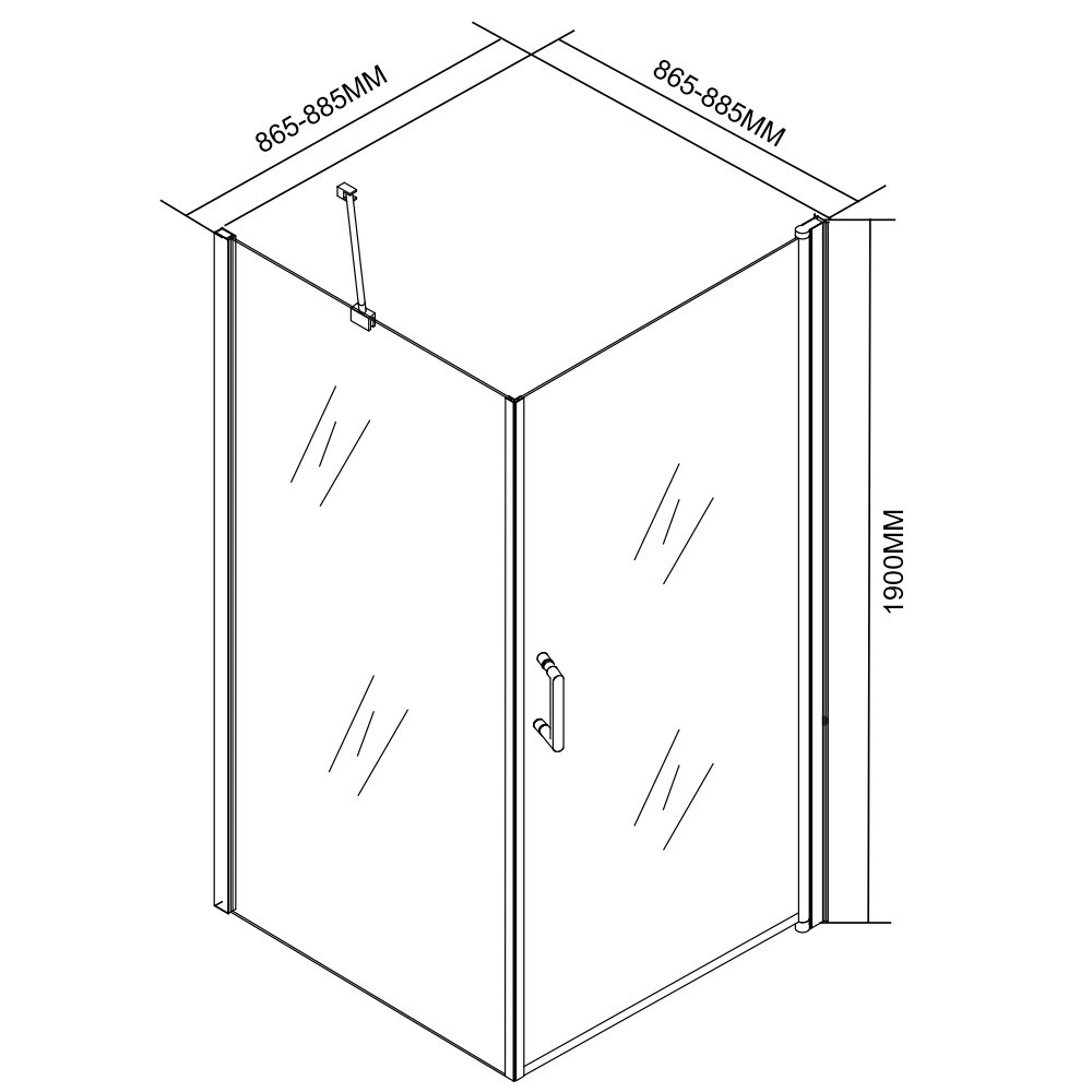 Cabină de duș pătrată Leziter Simple cu ușă batantă, sticlă 6 mm