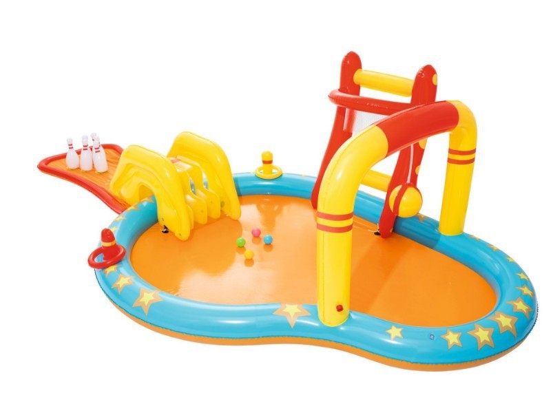 Centru de joaca acvatic Bestway pentru copii cu tobogan si jocuri, 435x213x117 cm