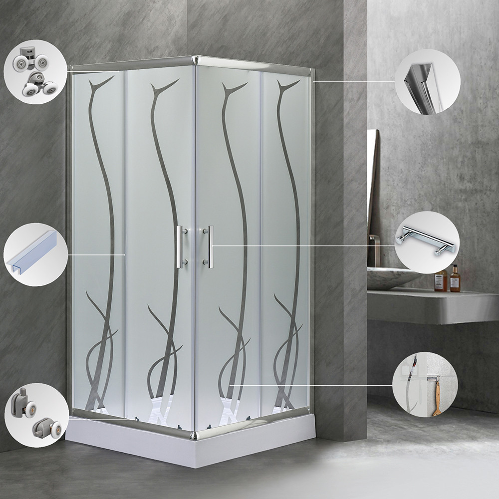 Cabină de duș pătrată Leziter Spirit Bamboo 90x90 cu cădiță acrilică armată