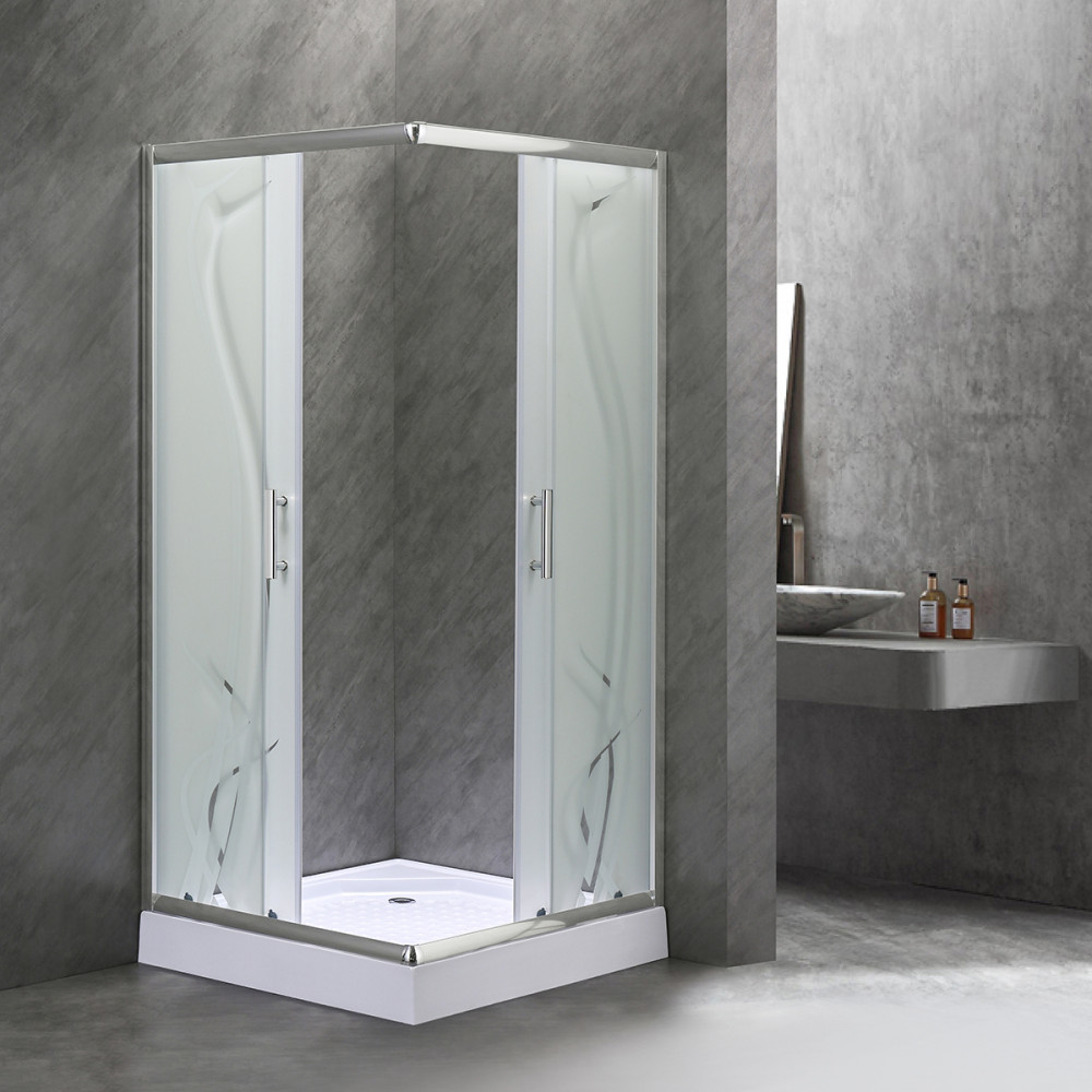 Cabină de duș pătrată Leziter Spirit Bamboo 90x90 cu cădiță acrilică armată