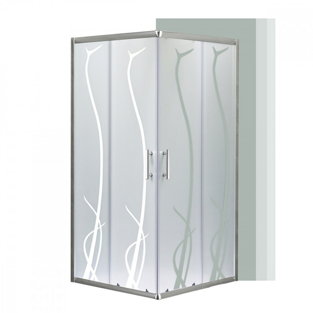 Cabină de duș pătrată Leziter Spirit Bamboo 90x90, uși glisante, fără cădiță