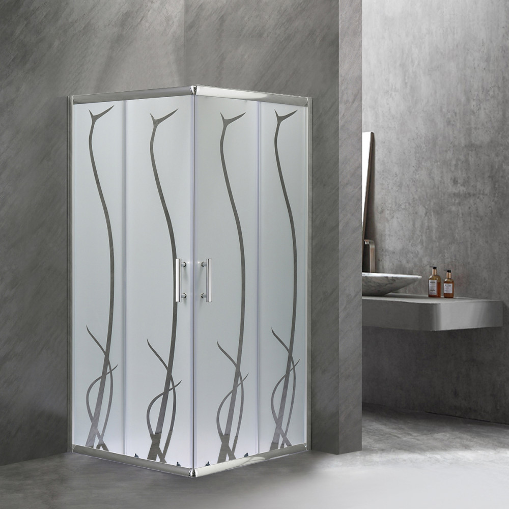 Cabină de duș pătrată Leziter Spirit Bamboo 90x90, uși glisante, fără cădiță