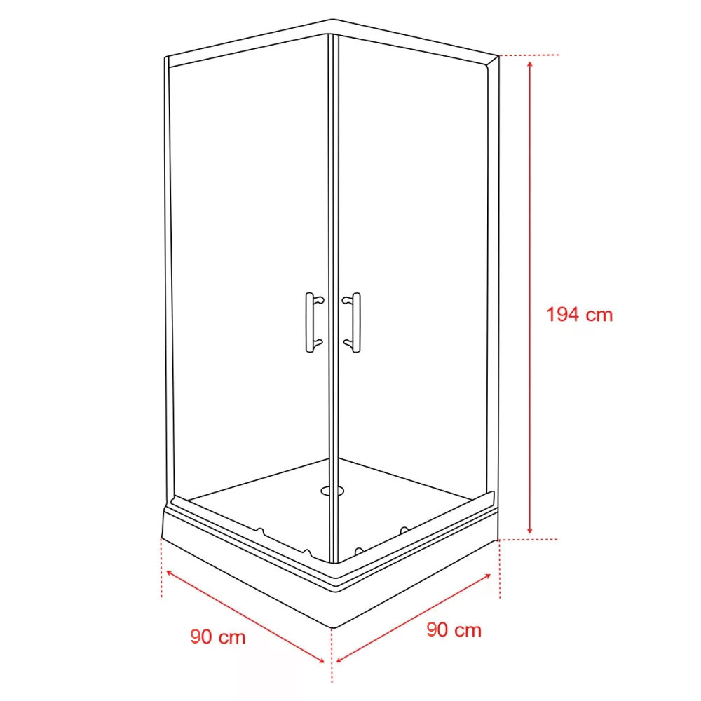 Cabină de duș pătrată Leziter Spirit Clear 90x90x194 cm cu cădiță, neagră