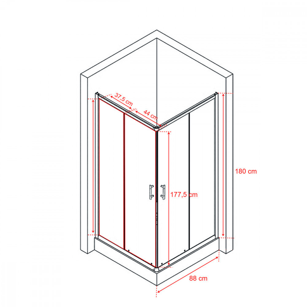 Cabină de duș pătrată Leziter Spirit Matrix 90x90 cm cu cădiță acrilică armată