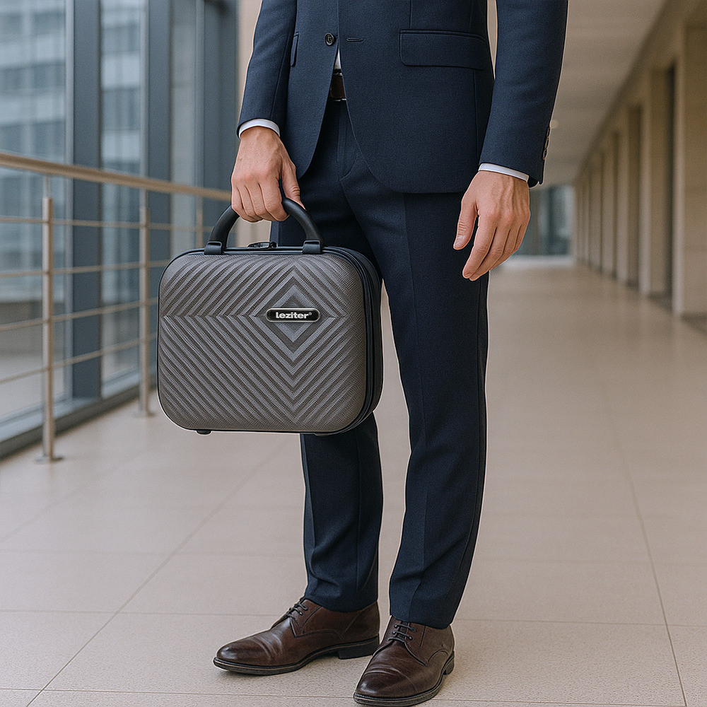 Valiză de mână Leziter TraveLux Pro, ABS rigid, 28×36×16 cm, 11L, gri