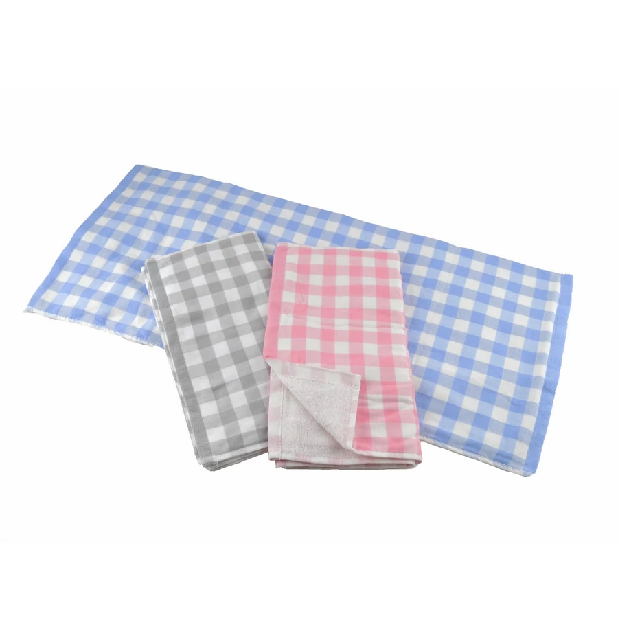 Prosop din bumbac cu model în carouri, 35x75 cm, moale și absorbant