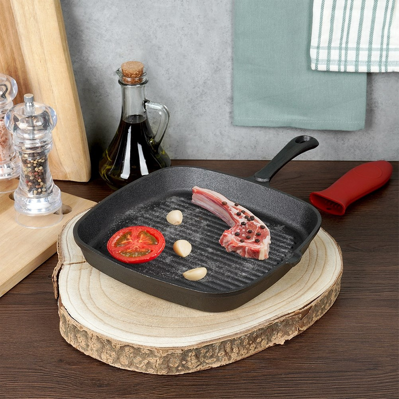 Tigaie grill pătrată din fontă CAST LINE 24,5x24 cm, cu mâner silicon Vilde