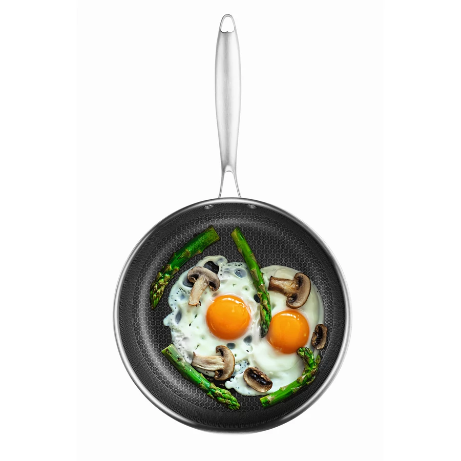 Tigaie din inox 20 cm cu strat antiaderent tip fagure, compatibilă cu inducția