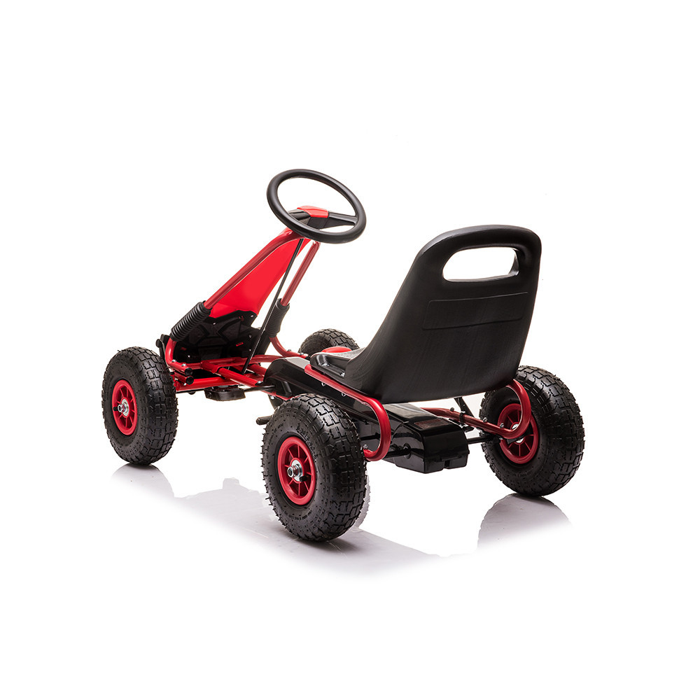 Go-kart cu pedale Leziter roșu, scaun reglabil, frână de mână, 110 cm