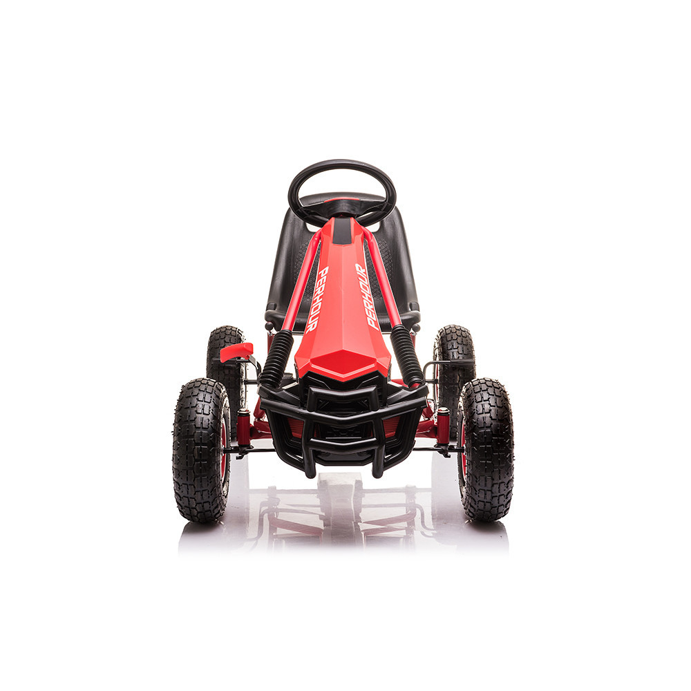 Go-kart cu pedale Leziter roșu, scaun reglabil, frână de mână, 110 cm