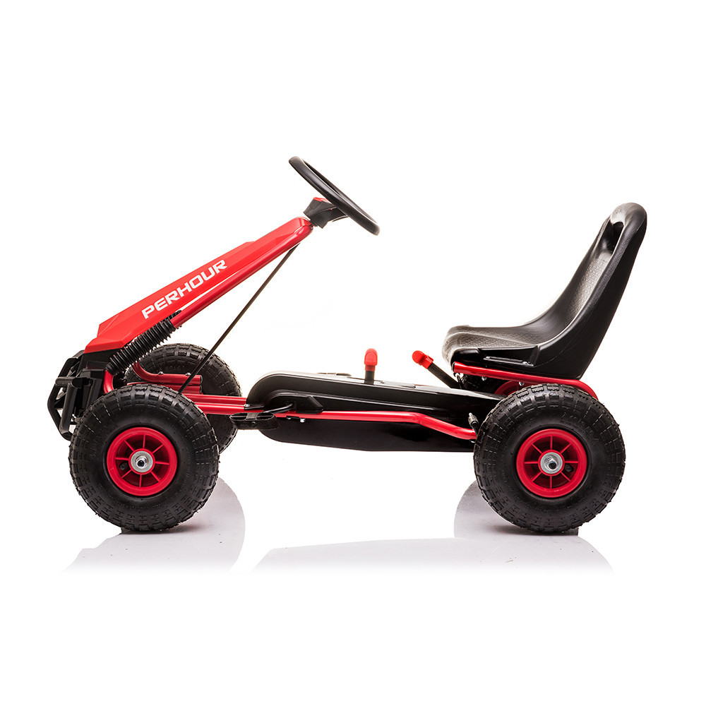 Go-kart cu pedale Leziter roșu, scaun reglabil, frână de mână, 110 cm