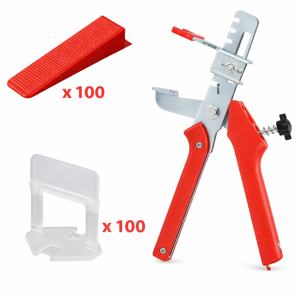 Kit nivelare gresie si faianta 1 mm cu cleste, 100 cleme si 100 pene