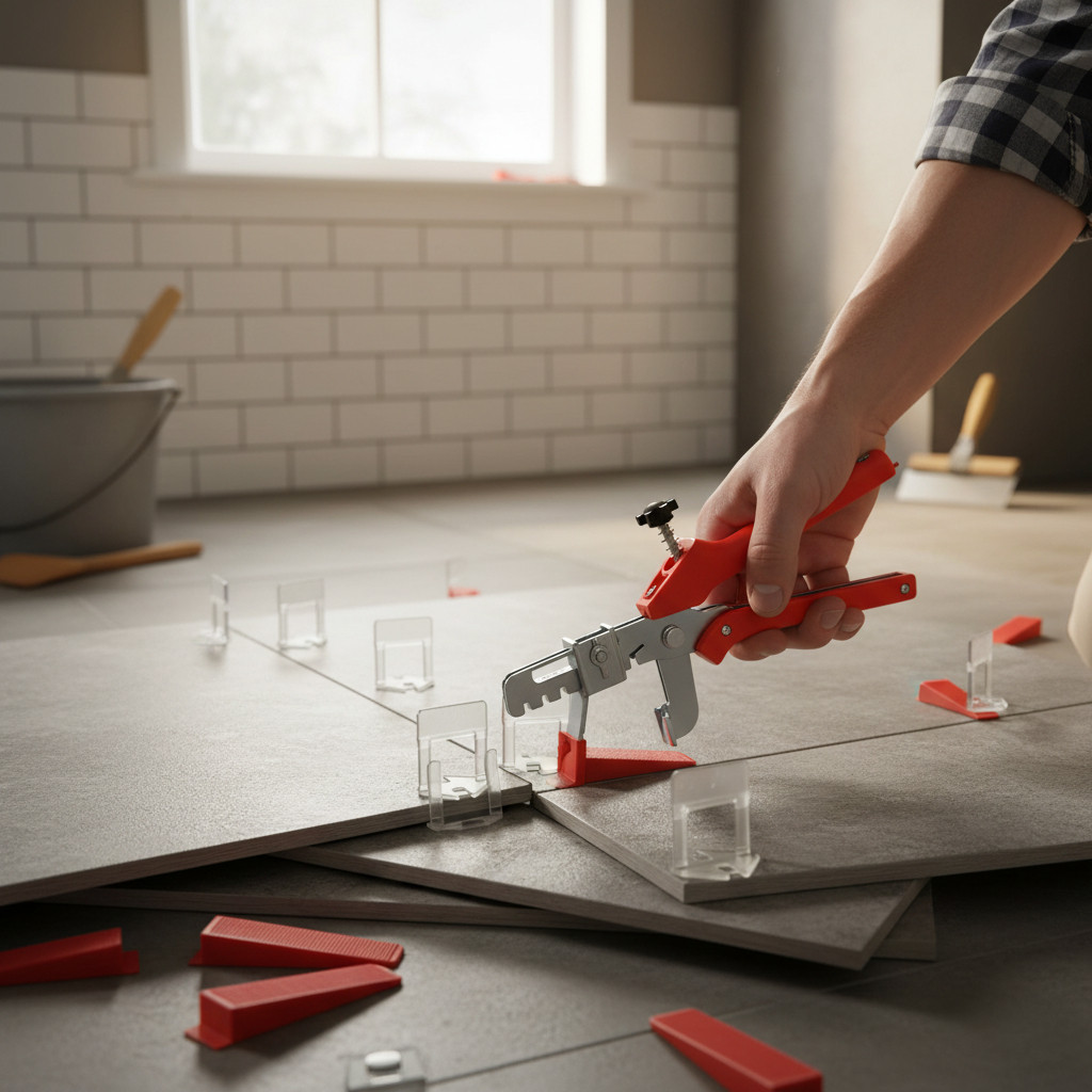 Kit nivelare gresie si faianta 1 mm cu cleste, 100 cleme si 100 pene