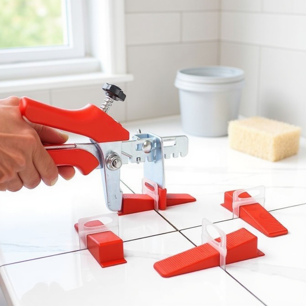 Kit nivelare gresie si faianta 2 mm cu cleste, 100 cleme + 100 pene