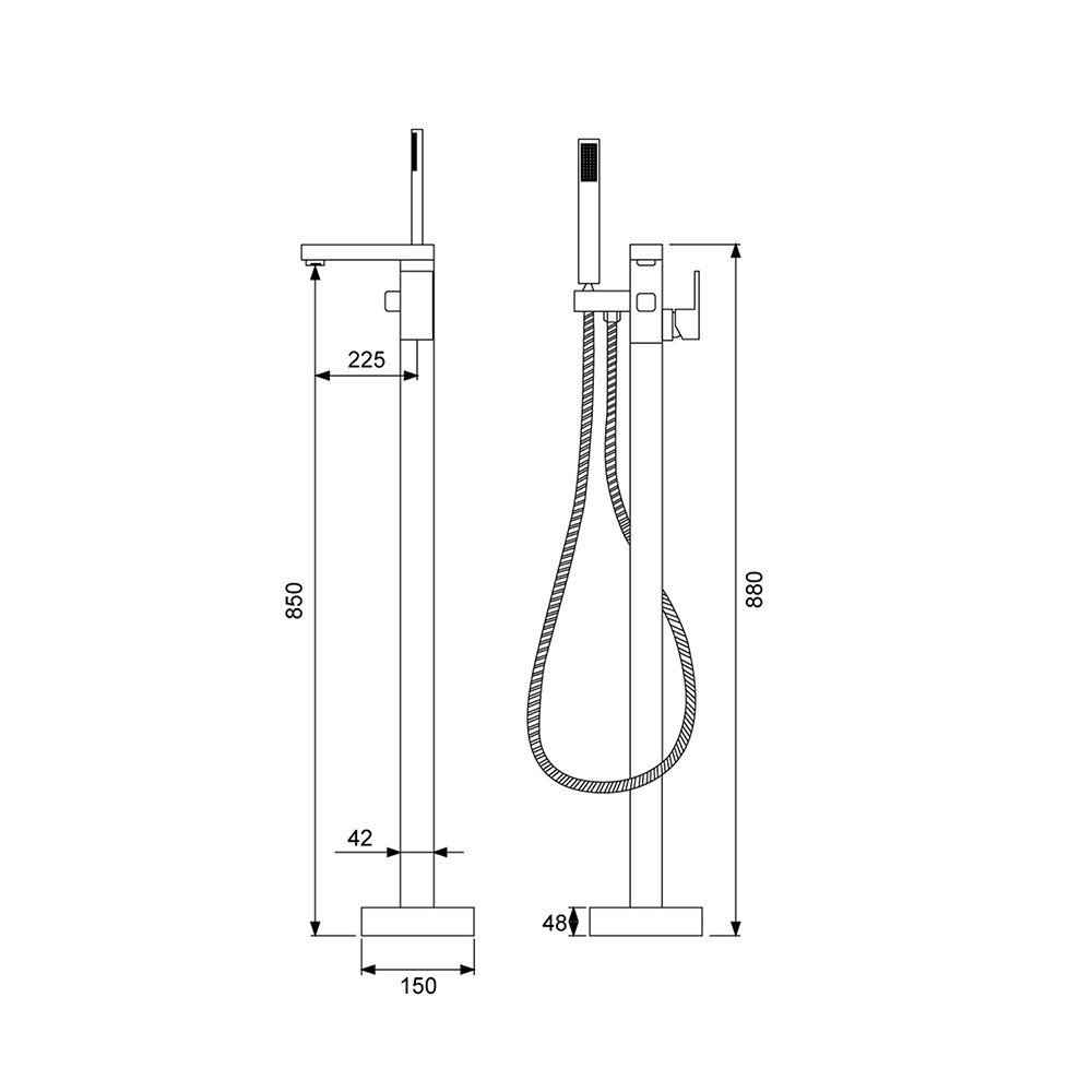 Baterie independentă Leziter Vina cromată pentru cadă, cu duș manual