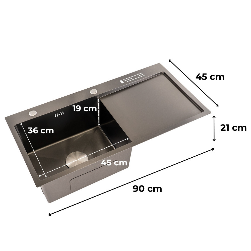 Chiuvetă bucătărie Leziter Avena inox 304 90x45 cm, negru-bronz