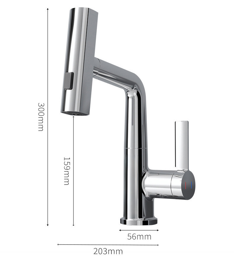 Robinet bucătărie Leziter Mara crom, mixer cu cap multifuncțional și duș extensibil