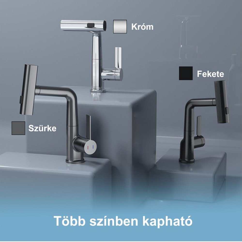 Robinet bucătărie Leziter Mara crom, mixer cu cap multifuncțional și duș extensibil