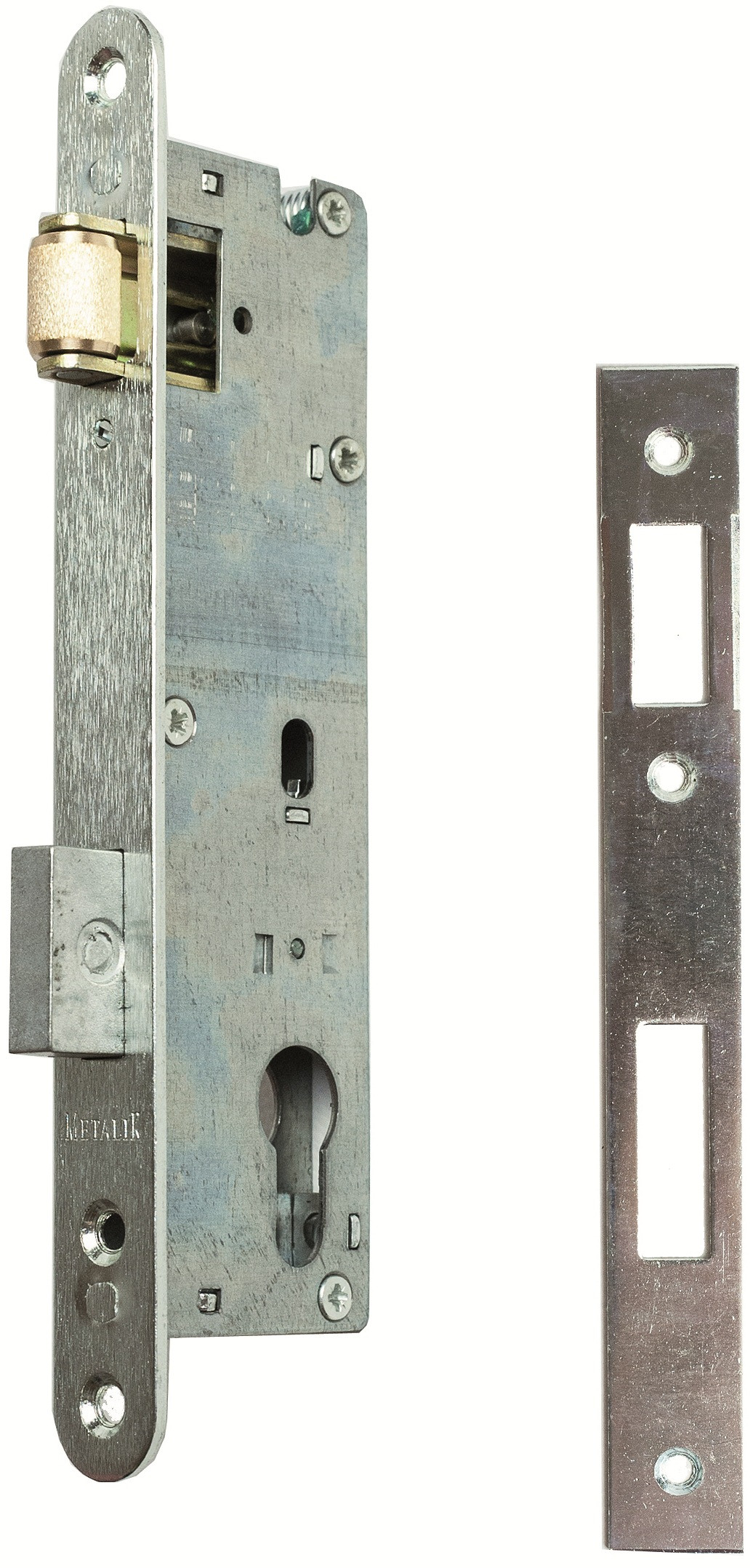 Broască cu bilă încastrată pentru ușă PVC, galvanizată, 22x50x220 mm