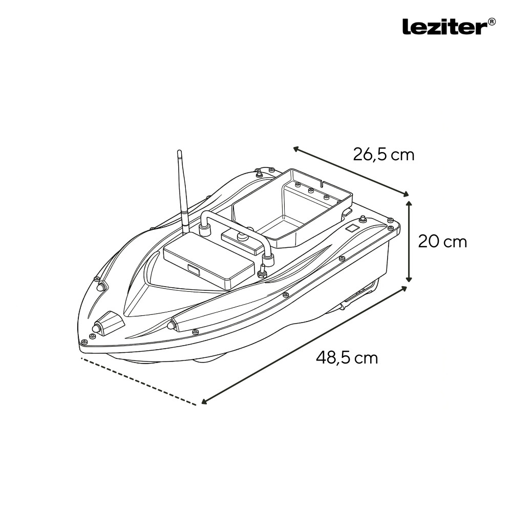 Barcă de nădire Leziter X3 Backpacker carbon, 500 m, 2 kg, telecomandă
