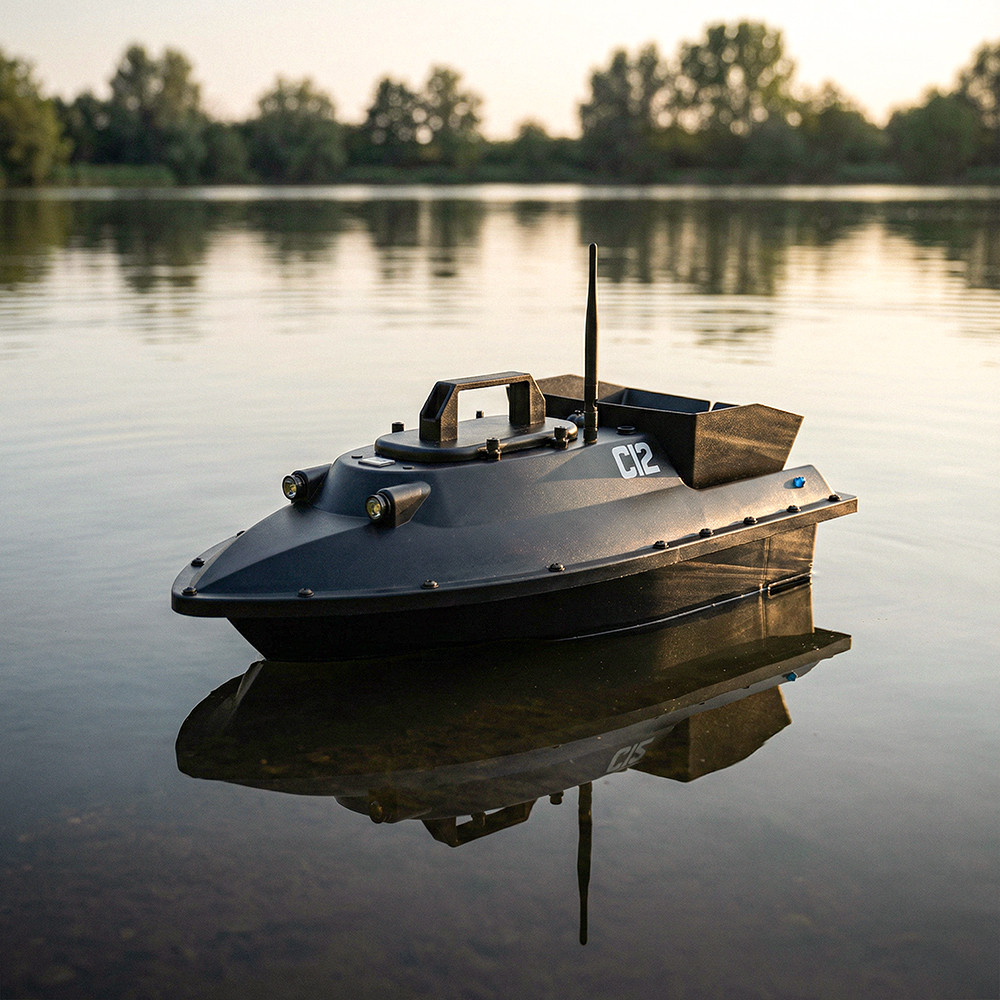 Barcă de nădire Leziter C12 cu GPS, 600 m, 2,5 kg, neagră