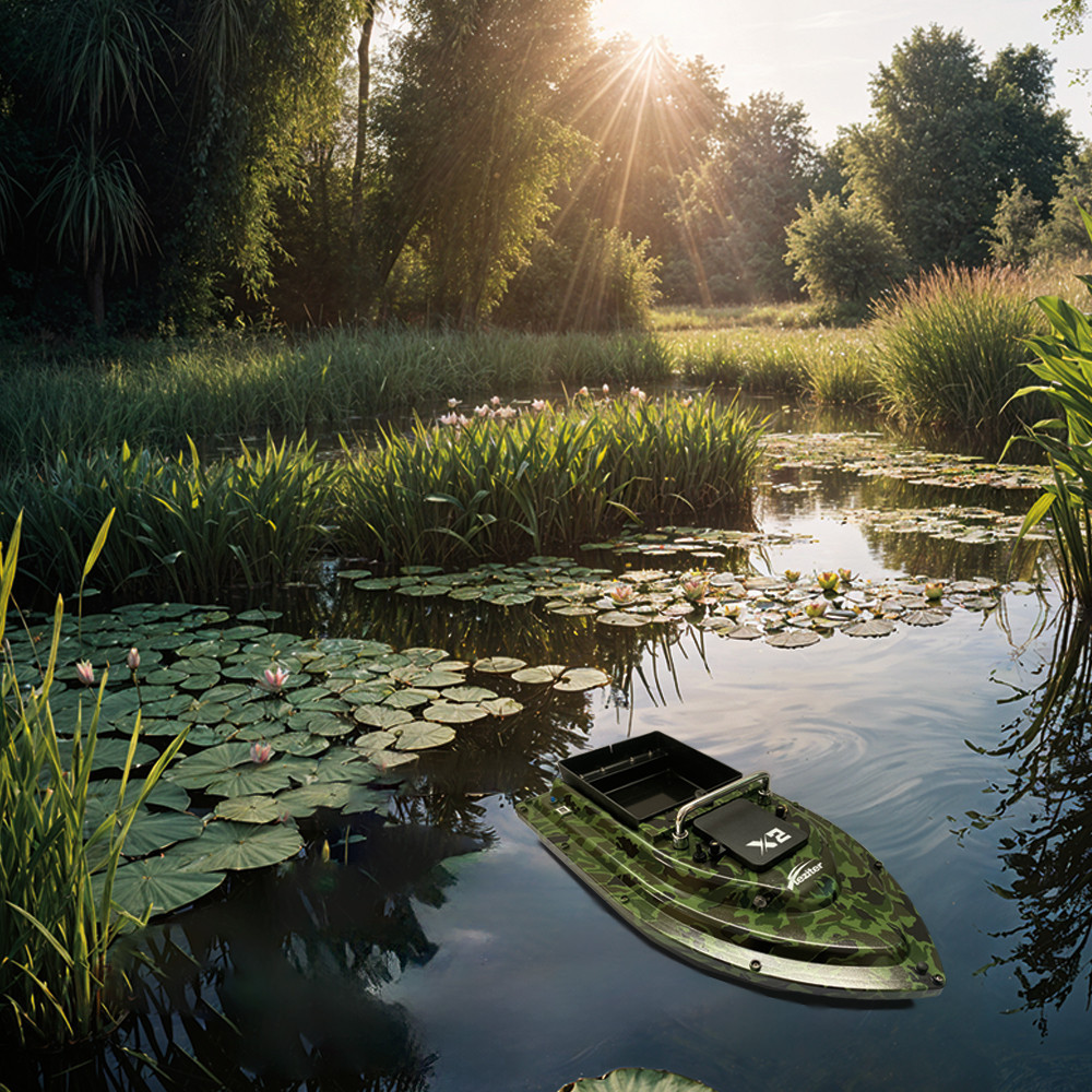 Barcă de nădire Leziter X2 cu GPS 4G, 600 m, 2 kg, camuflaj verde