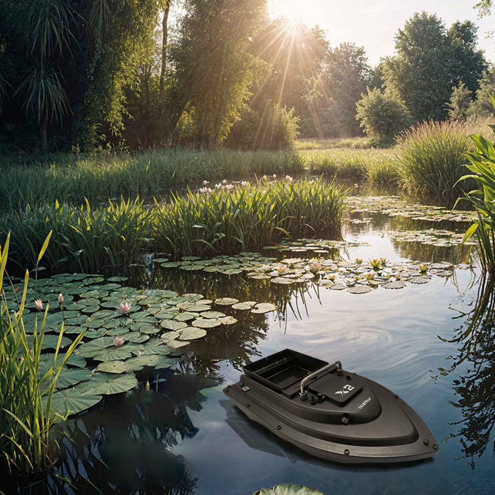 Barcă de nădit Leziter X2 cu GPS 4G, 600 m, compartiment 2 kg, neagră