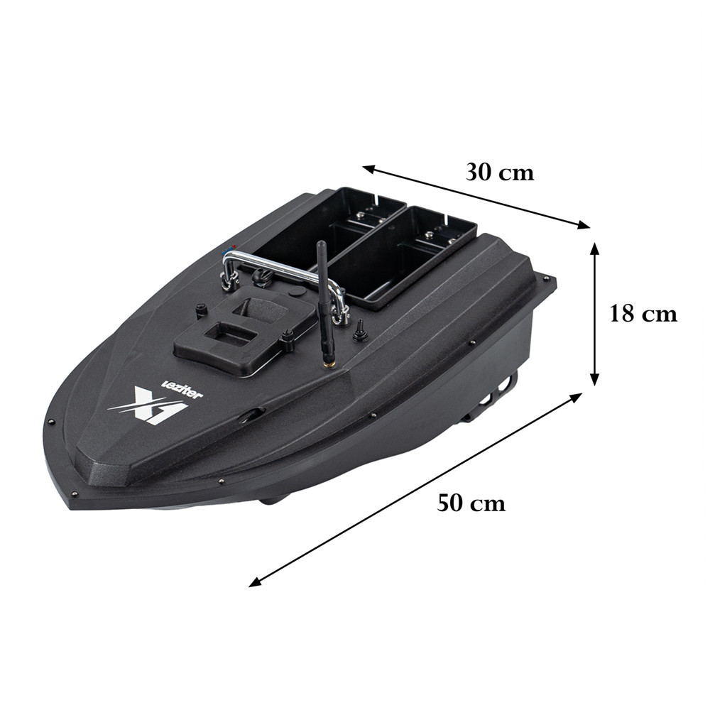 Barcă de nădire Leziter X1 neagră, compartiment dublu, 500 m, 1,5 kg