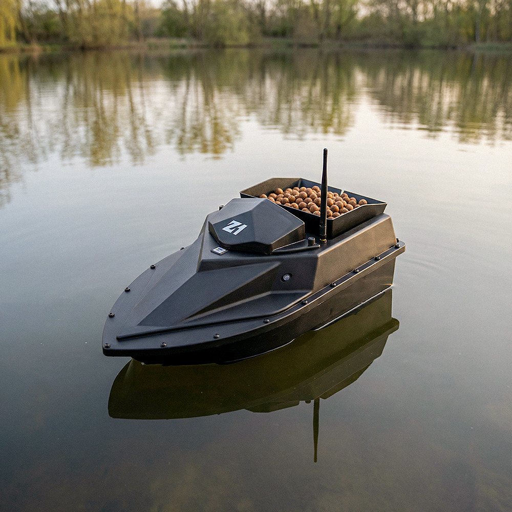 Barcă de nădit Leziter Z1 neagră, 2 kg, telecomandă 2.4G, rază 500 m