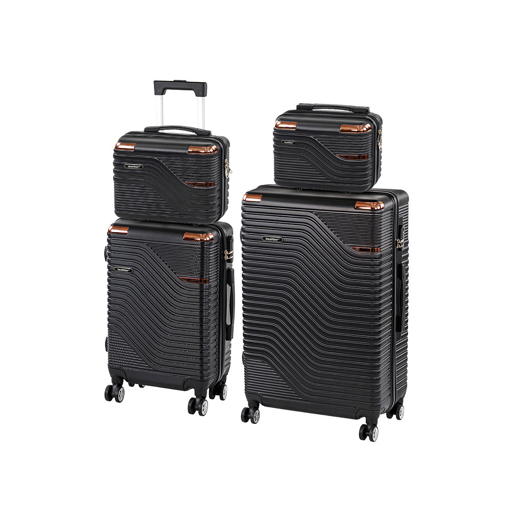 Set valize Leziter TraveLux Urban XXIII cu role, ABS negru, 5 piese