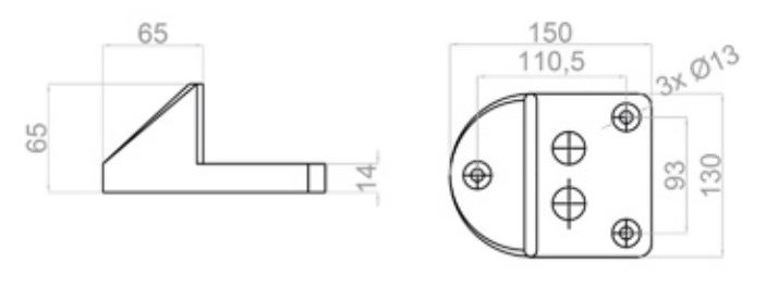 Opritor pentru poarta sau usa din otel galvanizat cu cauciuc, 65x65x14 mm, negru
