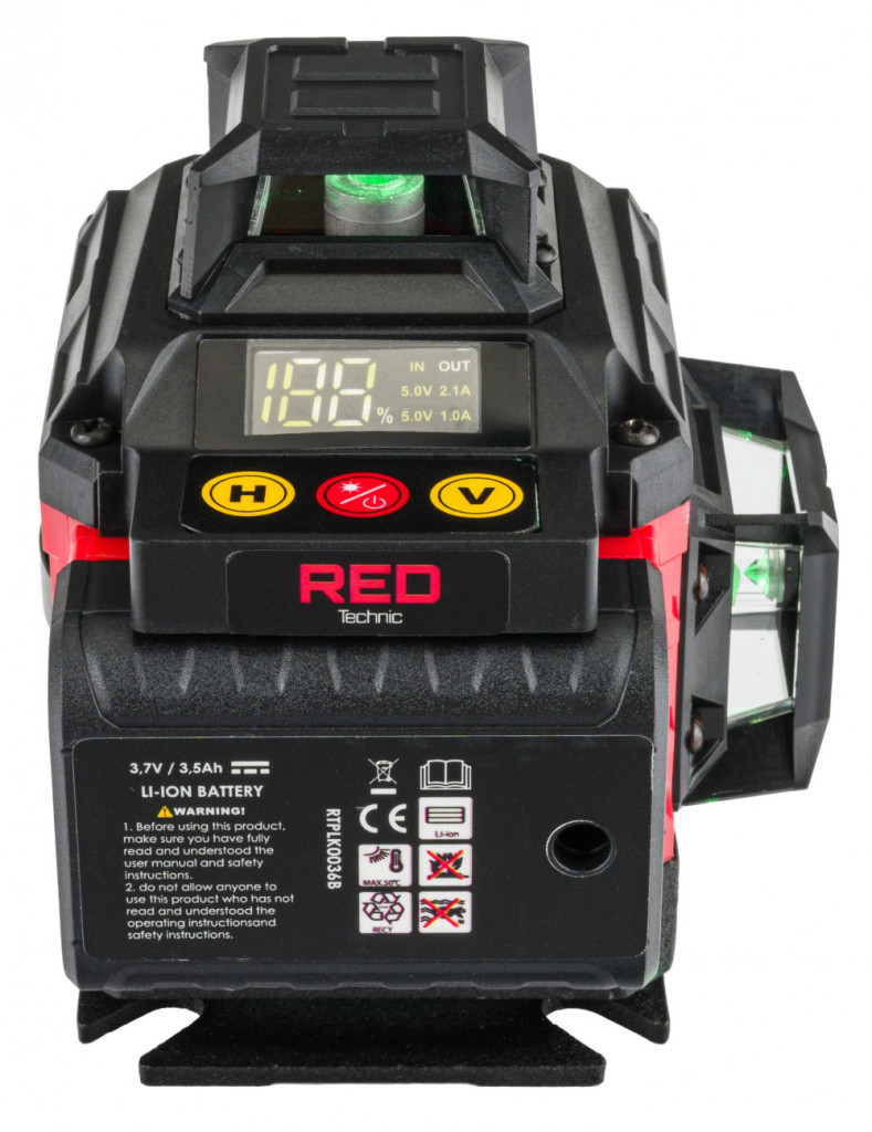 Laser nivel 4D 360° verde Red Technic, 16 linii, cu autonivelare și telecomandă