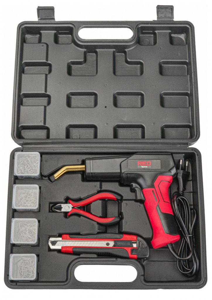 Pistol de sudat plastic Red Technic RTZDP0034, 70W, 750°C, kit cu 200 capse