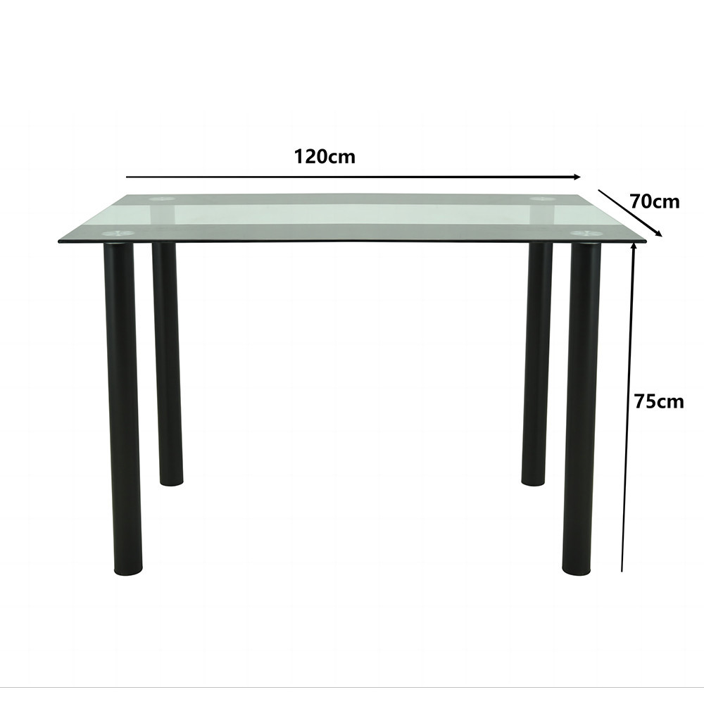 Set masă dining Leziter Merlo 4+1 alb, blat sticlă securizată 120x70 cm