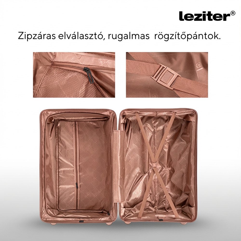 Valiză de cabină Leziter TraveLux Endure 55x40x20 cm, hard-top PP, aur roz