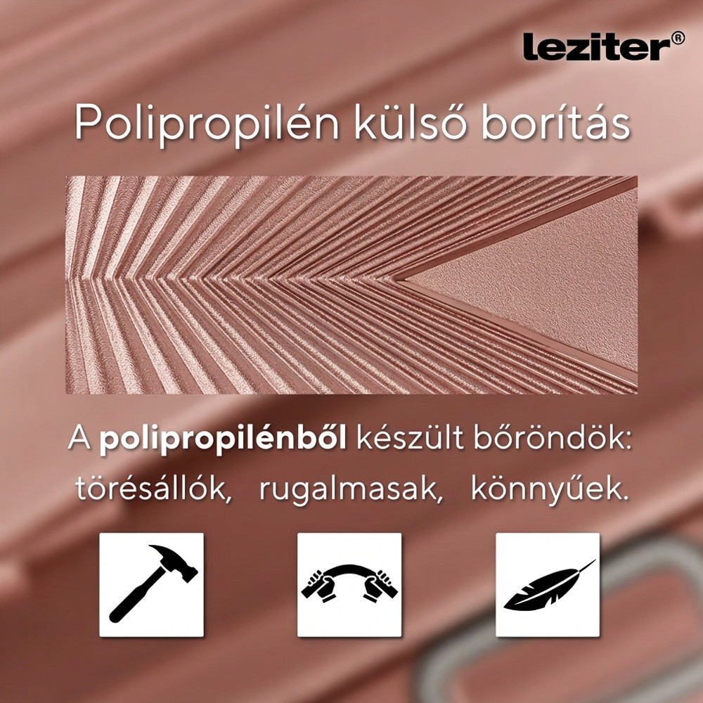 Valiză de cabină Leziter TraveLux Endure 55x40x20 cm, hard-top PP, aur roz