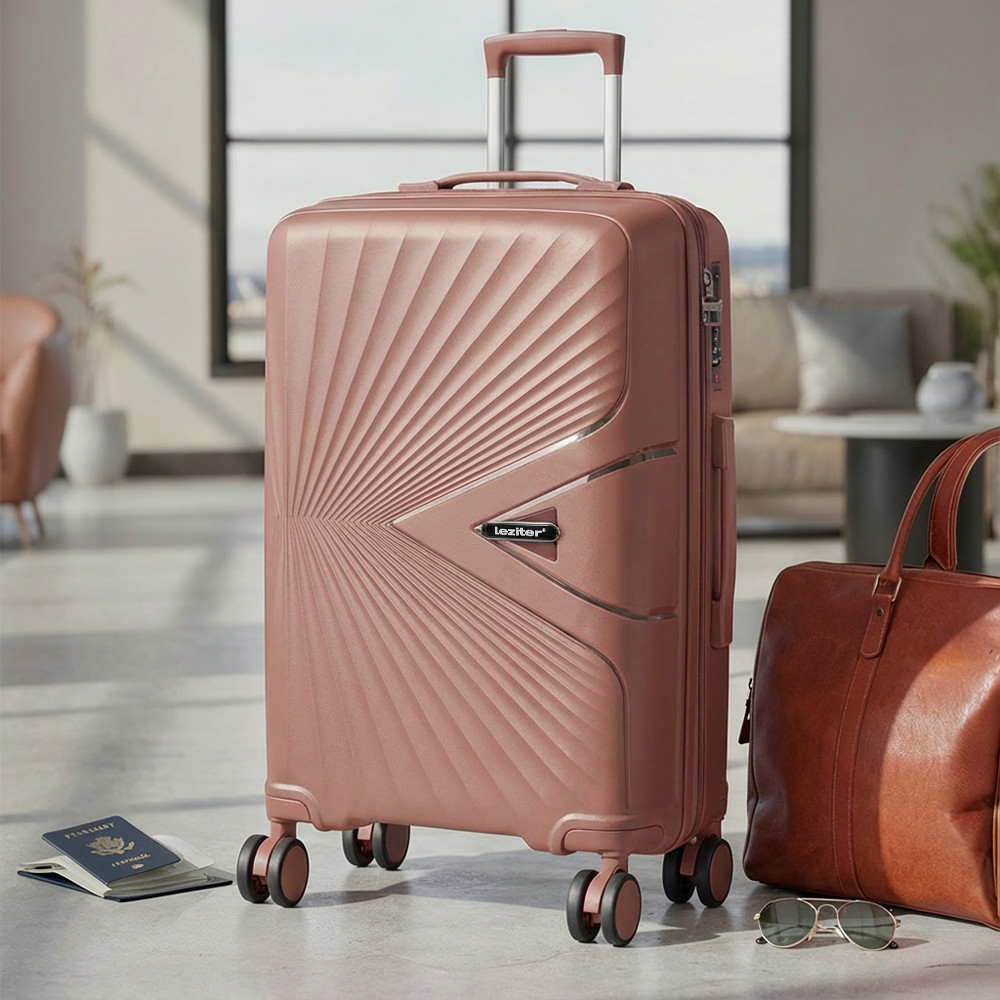 Valiză de cabină Leziter TraveLux Endure 55x40x20 cm, hard-top PP, aur roz