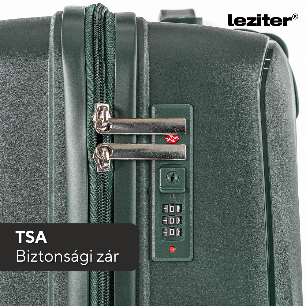 Valiză de cabină Leziter TraveLux Endure 55x40x20 cm, hard top, verde închis